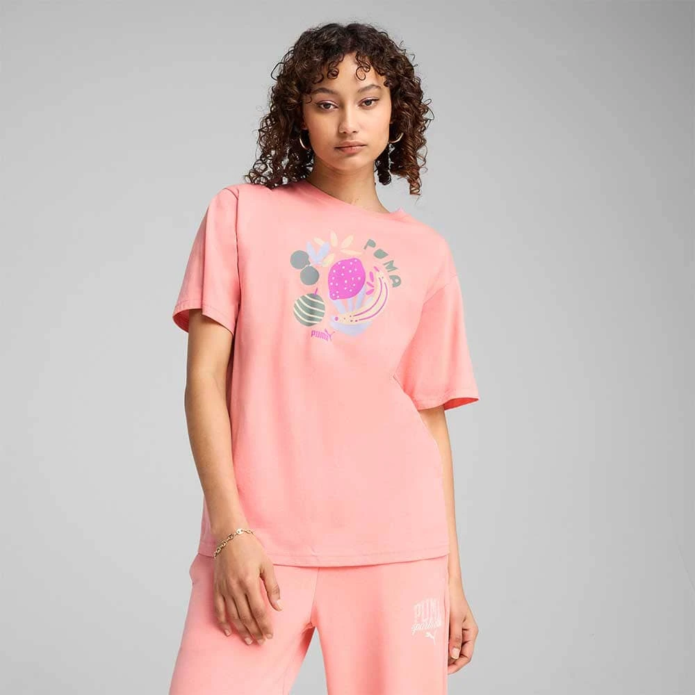 ДАМСКА ТЕНИСКА PUMA 68508518 GRAPHICS FRUITY TEE КОРАЛОВА - lotus-sport.bg