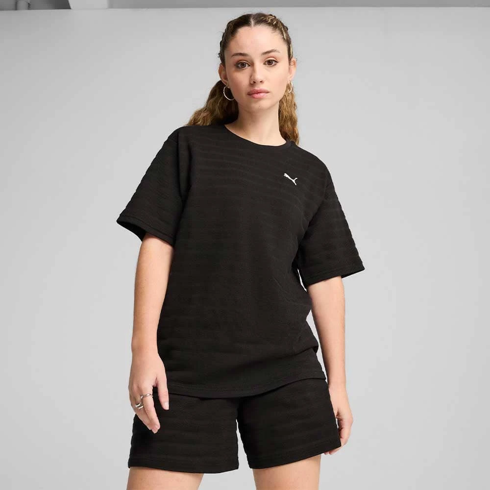 ДАМСКА ТЕНИСКА PUMA 68502701 ESS ELEVATED STRUCTURED TEE ЧЕРНА - lotus-sport.bg