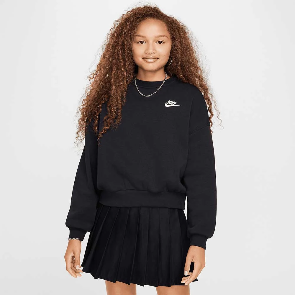 ДЕТСКА БЛУЗА ЗА МОМИЧЕ NIKE FZ9244-010 NSW CLUB FLC BXY CRW LBR ЧЕРНА - lotus-sport.bg