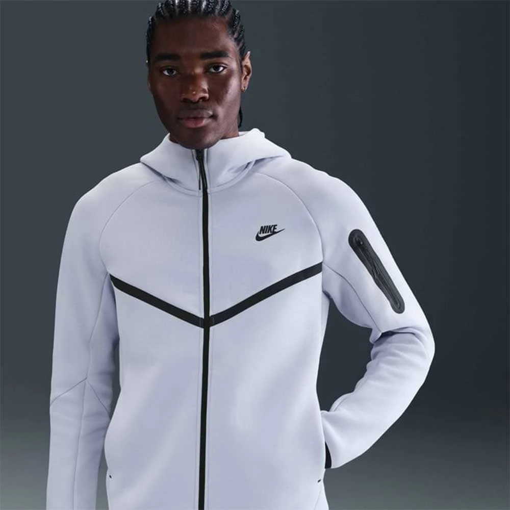 МЪЖКО ГОРНИЩЕ NIKE HV0949-030 TCH FLC FZ WR HOODIE СИВО-СИНЬО - lotus-sport.bg