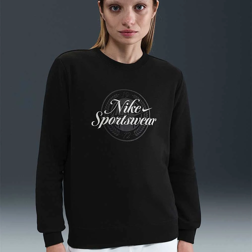 ДАМСКА БЛУЗА NIKE HV2342-010 NSW CLUB FLC GX STD CREW ЧЕРНА - lotus-sport.bg