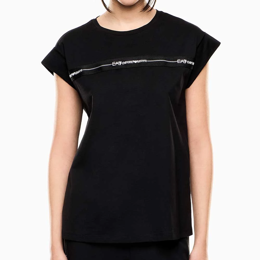 ДАМСКА ТЕНИСКА EA7 EMPORIO ARMANI 7W000958-UC001 LOGO SERIES TAPE W REGULAR TEE SS ЧЕРНА - lotus-sport.bg