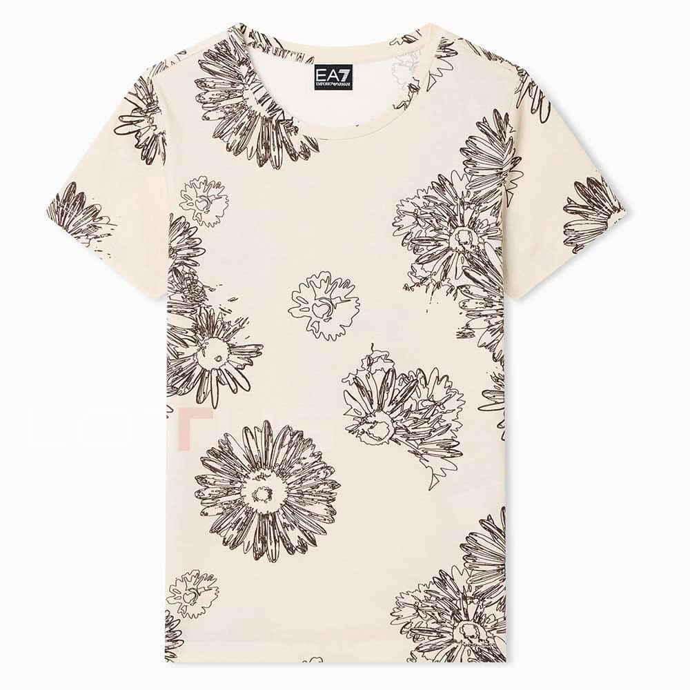 ДАМСКА ТЕНИСКА EA7 EMPORIO ARMANI 7W000996-F1040 GRAPHIC SERIES W SLIM TEE SS FLOWER БЕЖОВА - lotus-sport.bg