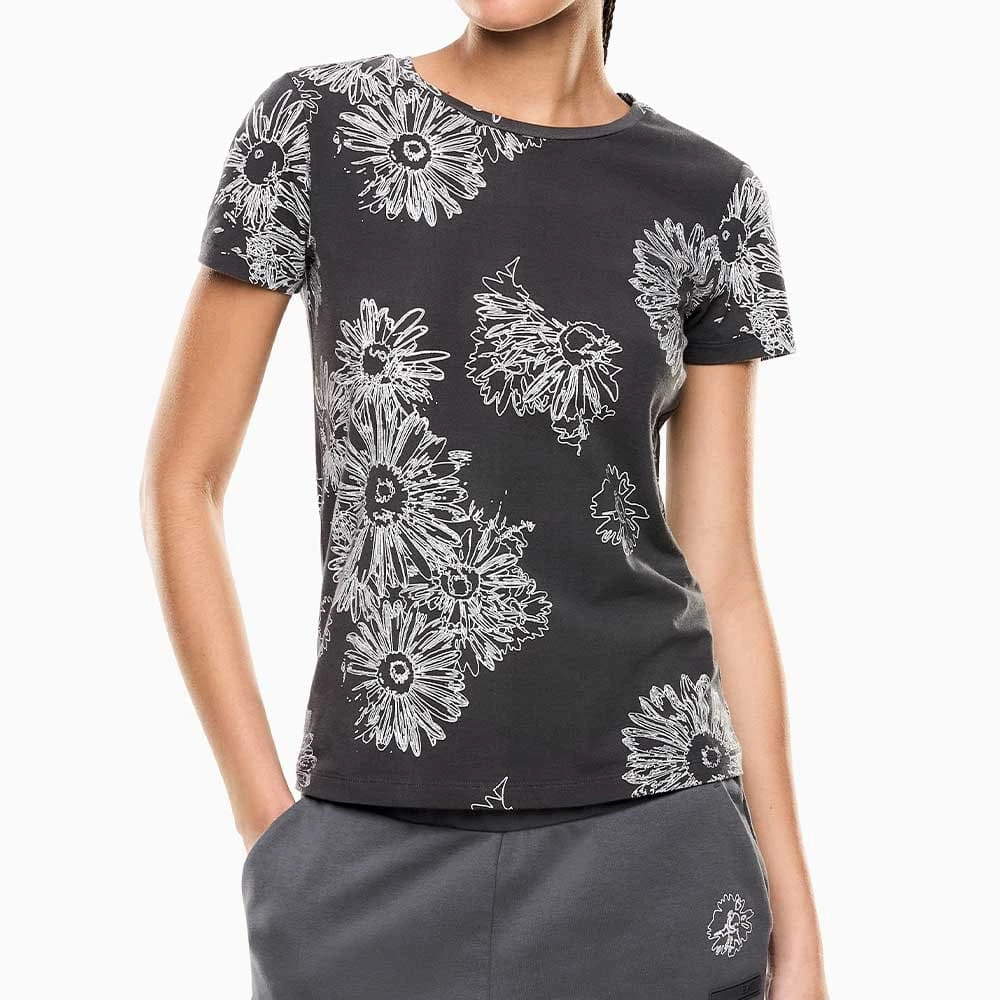 ДАМСКА ТЕНИСКА EA7 EMPORIO ARMANI 7W000996-F8182 GRAPHIC SERIES W SLIM TEE SS FLOWER СИВА - lotus-sport.bg
