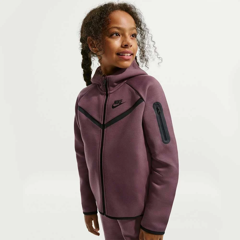 ДЕТСКО ГОРНИЩЕ ЗА МОМИЧЕ NIKE HV8695-502 NSW TCH FLC HD FZ LS PD КАФЯВО - lotus-sport.bg