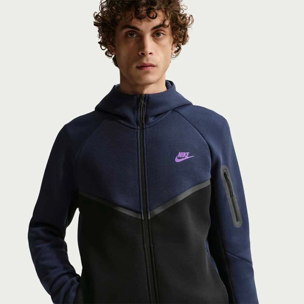 МЪЖКО ГОРНИЩЕ NIKE HV0949-452 TCH FLC FZ WR HOODIE ТЪМНОСИНЬО - lotus-sport.bg