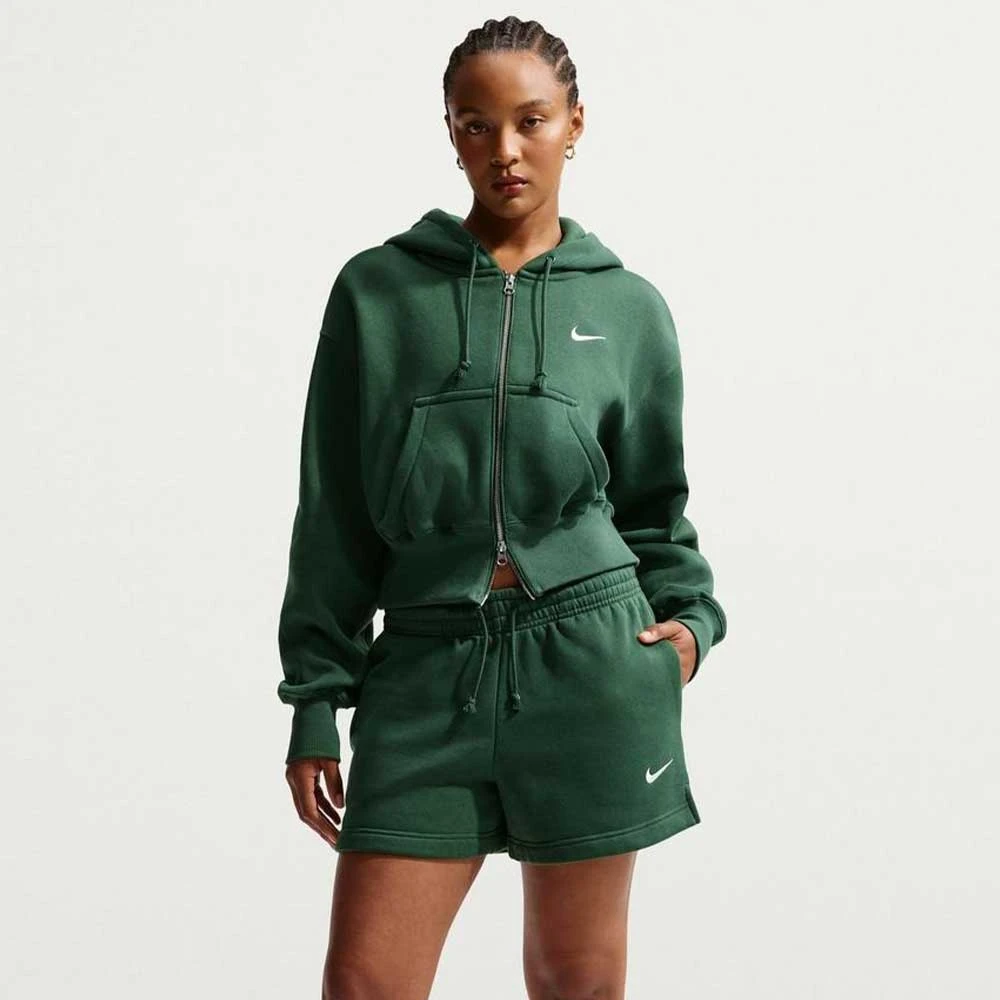 ДАМСКО ГОРНИЩЕ NIKE HV2426-323 NSW PHNX FLC CROP FZ HDY ЗЕЛЕНО - lotus-sport.bg