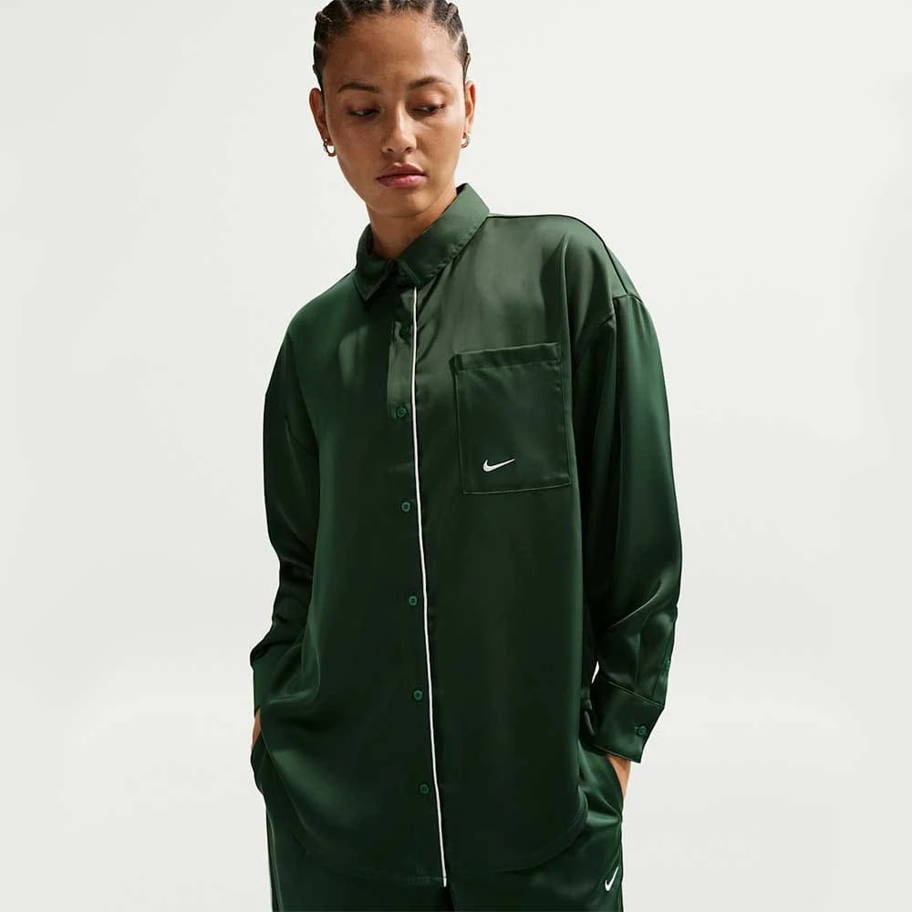 ДАМСКО ГОРНИЩЕ NIKE IM0575-323 NSW OFFLN WVN STN LS TOP ЗЕЛЕНО - lotus-sport.bg