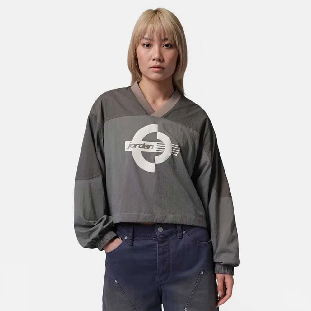 ДАМСКА БЛУЗА NIKE IF1077-040 JORDAN BRK LS WOVEN PO GFX СИВО-ЗЕЛЕНА - lotus-sport.bg