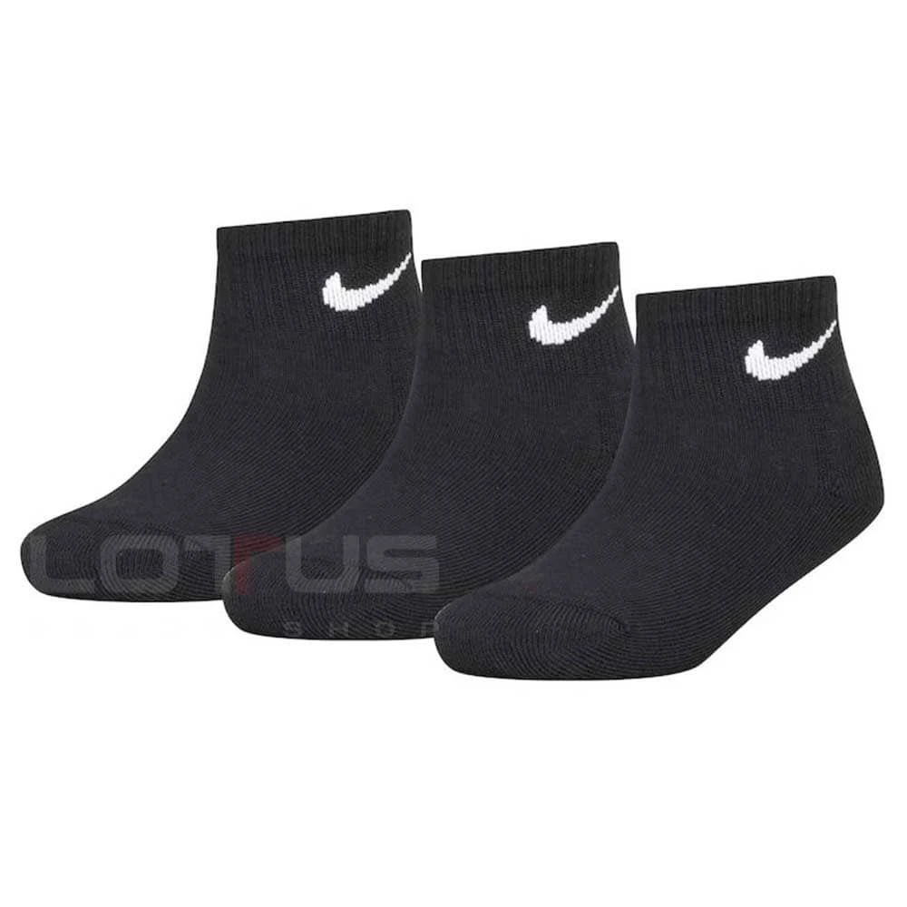ДЕТСКИ ЧОРАПИ NIKE UN0026-023 BASIC PACK QTR 3PK ЧЕРНИ - lotus-sport.bg