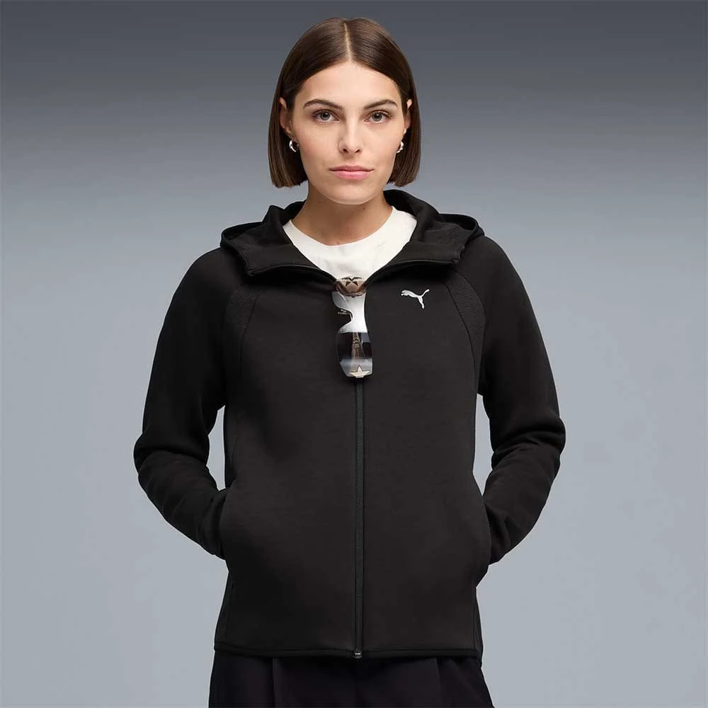 ДАМСКО ГОРНИЩЕ PUMA 69189801 EVOSTRIPE FULL-ZIP HOODIE DK ЧЕРНО - lotus-sport.bg