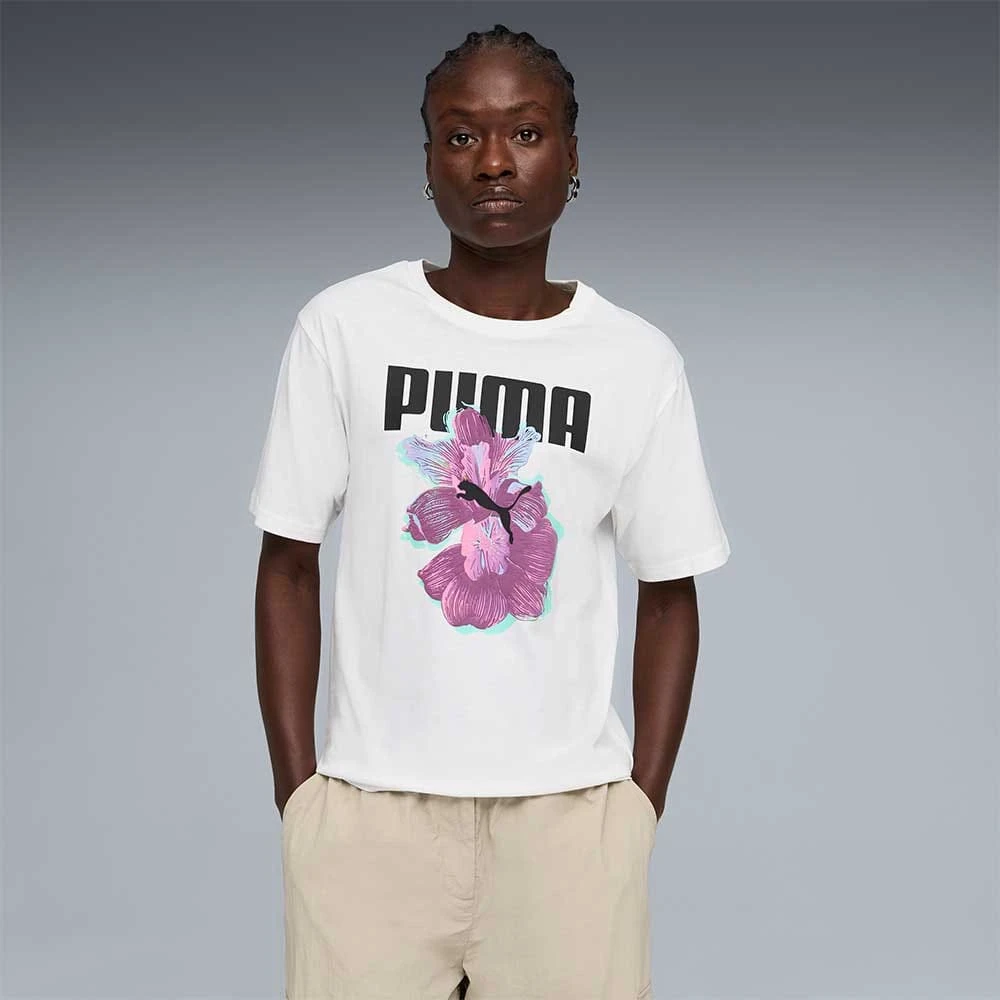 ДАМСКА ТЕНИСКА PUMA 69190802 GRAPHICS RELAXED TEE БЯЛА - lotus-sport.bg
