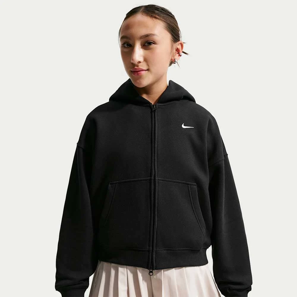 ДЕТСКО ГОРНИЩЕ ЗА МОМИЧЕ NIKE IM4904-010 NSW STUDIO FLC OS FZ HD ЧЕРНО - lotus-sport.bg