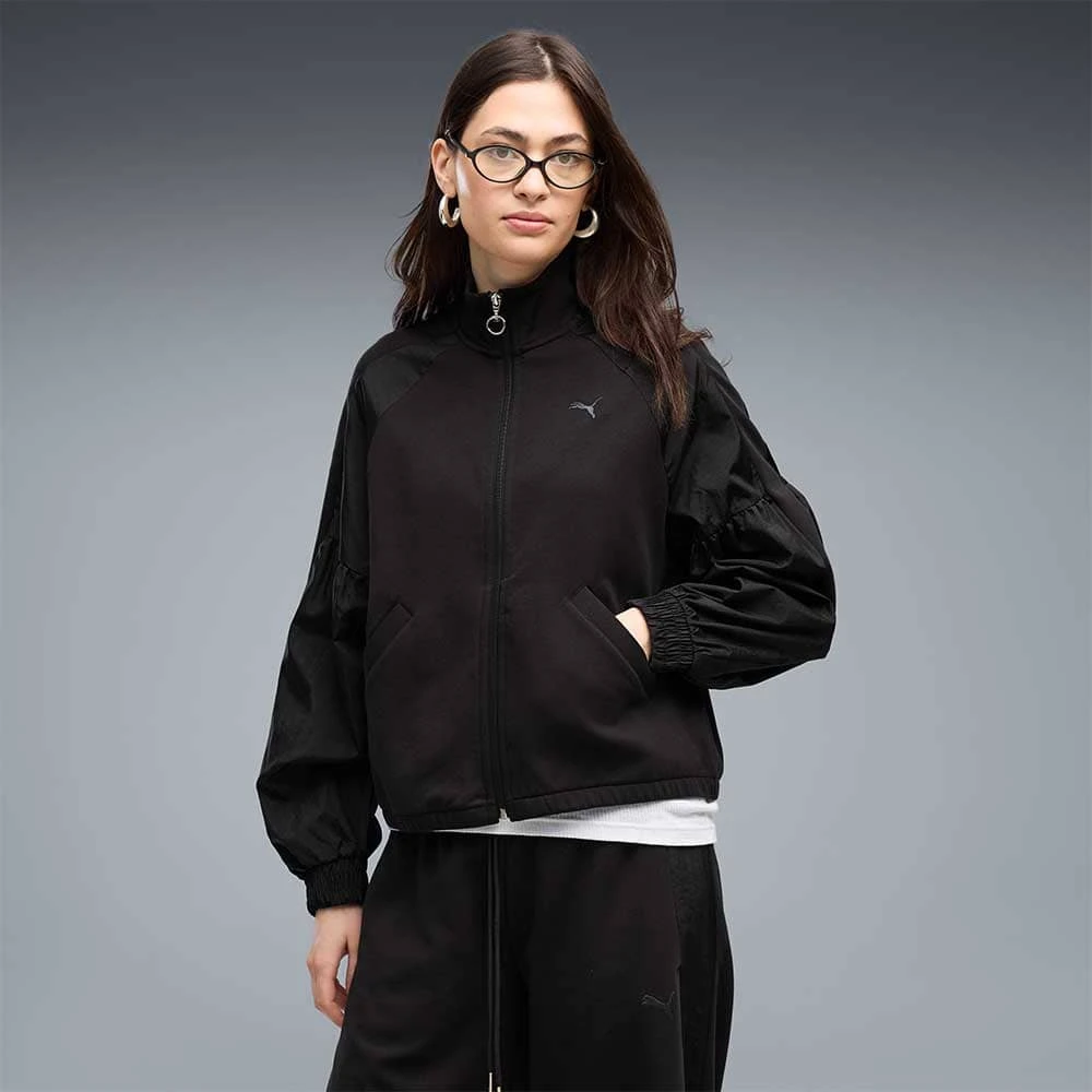 ДАМСКО ГОРНИЩЕ PUMA 69402301 HER FULL-ZIP RELAXED JKT ЧЕРНО - lotus-sport.bg