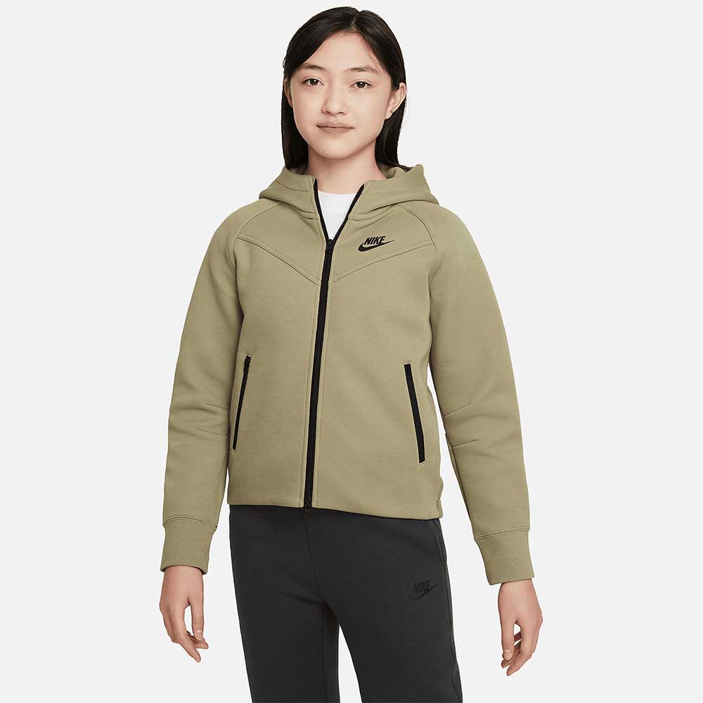 ДЕТСКО ГОРНИЩЕ ЗА МОМИЧЕ NIKE NSW TCH FLC HD FZ LS NEUTRAL OLIVE - lotus-sport.bg