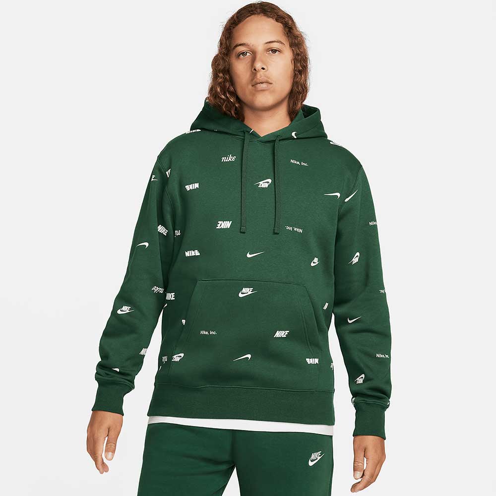 МЪЖКИ СУИТШЪРТ NIKE CLUB+ BB PO AOP HOODIE FIR - lotus-sport.bg