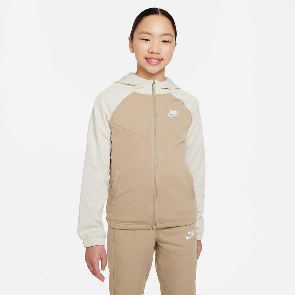 ДЕТСКИ СПОРТЕН ЕКИП ЗА МОМЧЕ NIKE NSW TRACKSUIT POLY HD FZ LBR БЕЖОВ - lotus-sport.bg