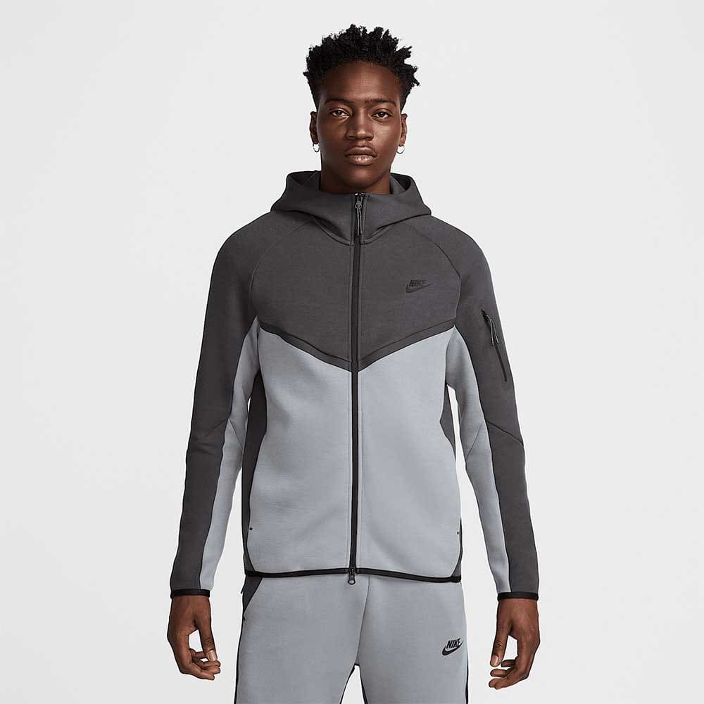 МЪЖКО ГОРНИЩЕ NIKE HV0949-061 TCH FLC FZ WR HOODIE ТЪМНОСИВО - lotus-sport.bg