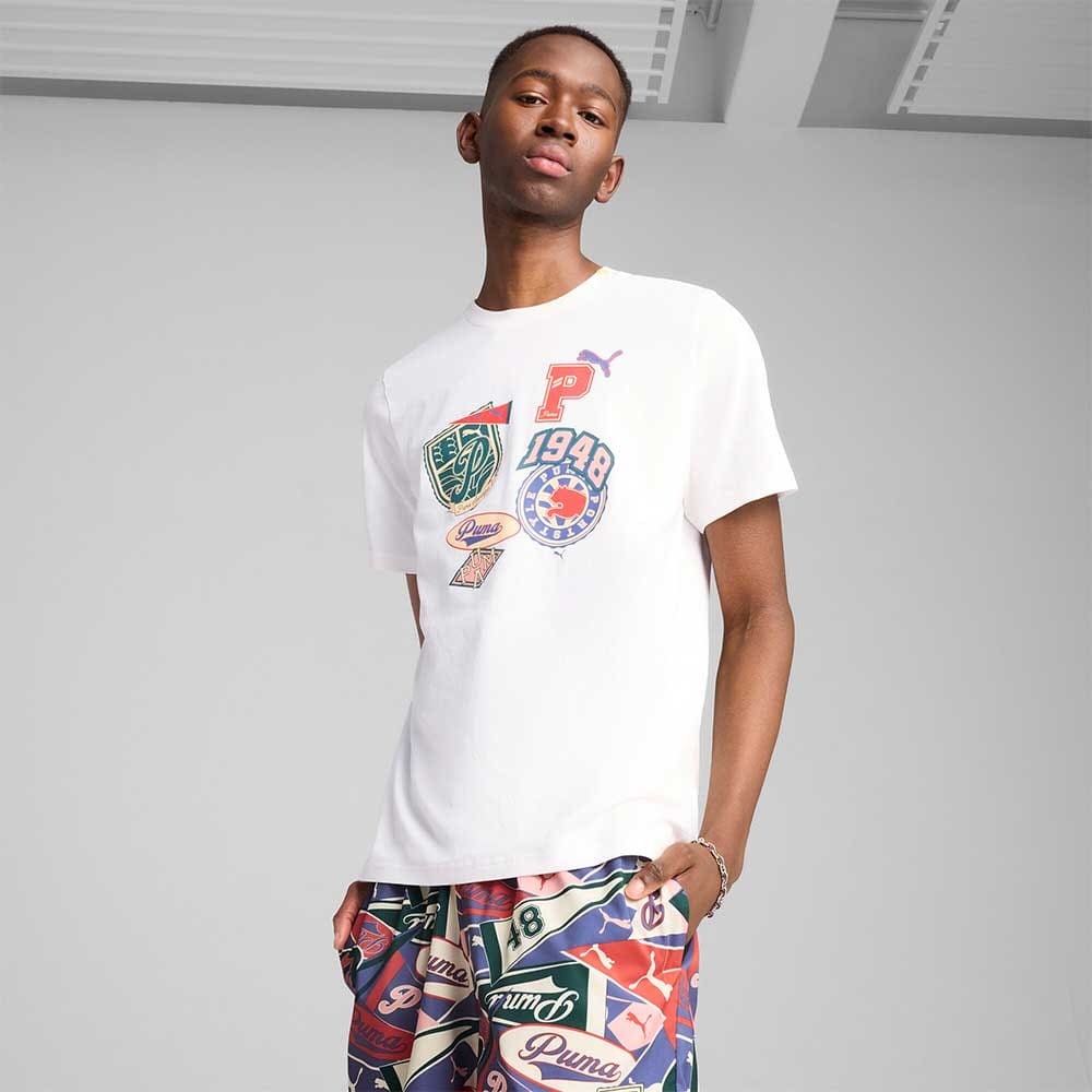 МЪЖКА ТЕНИСКА PUMA 62962702 WARDROBE ESS SPORTS LEGACY FRONT GRAPHIC TEE БЯЛА - lotus-sport.bg