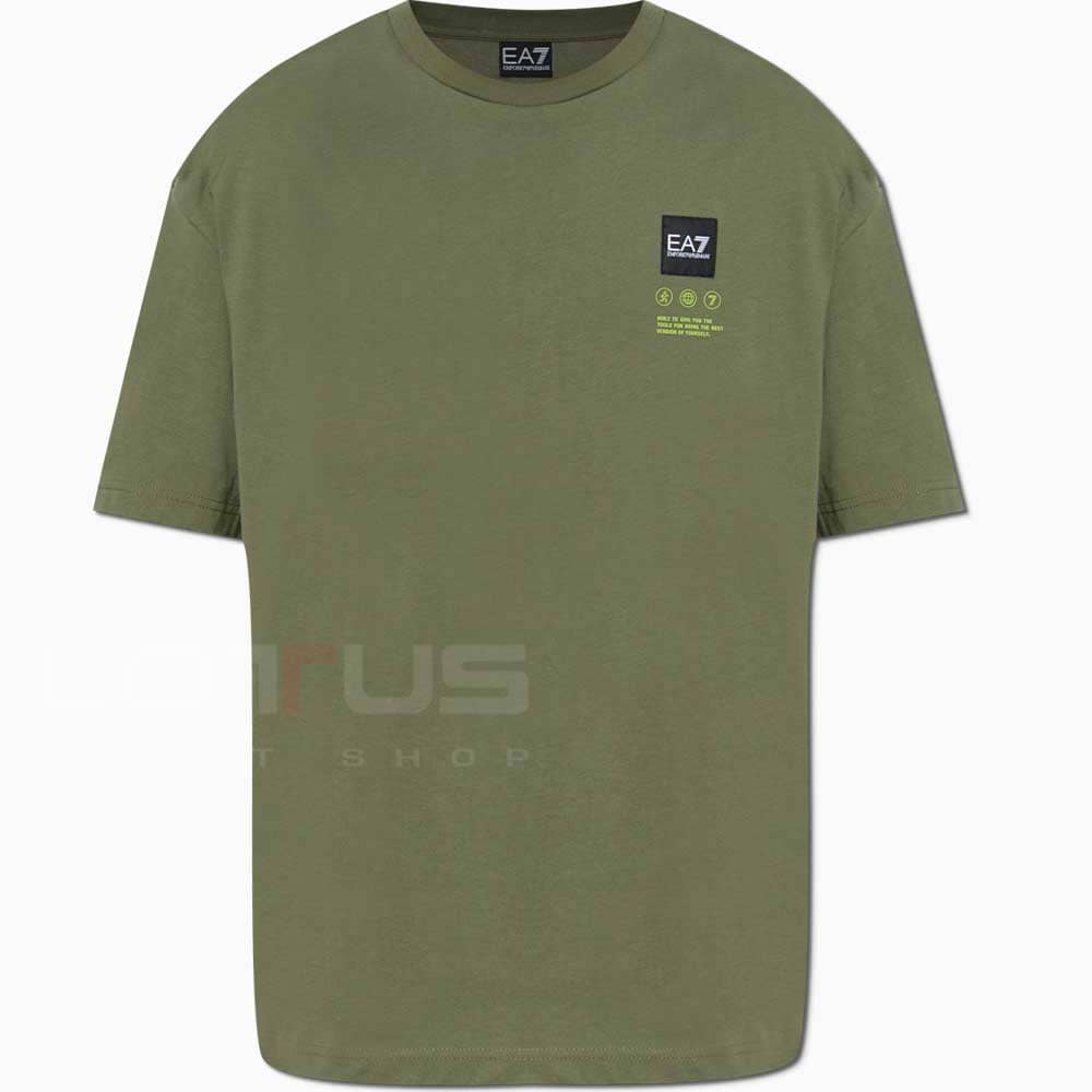 МЪЖКА ТЕНИСКА EA7 EMPORIO ARMANI 7M000976-U8100 LOGO SERIES M TEE SS WRITINGS ТЪМНОЗЕЛЕНА - lotus-sport.bg