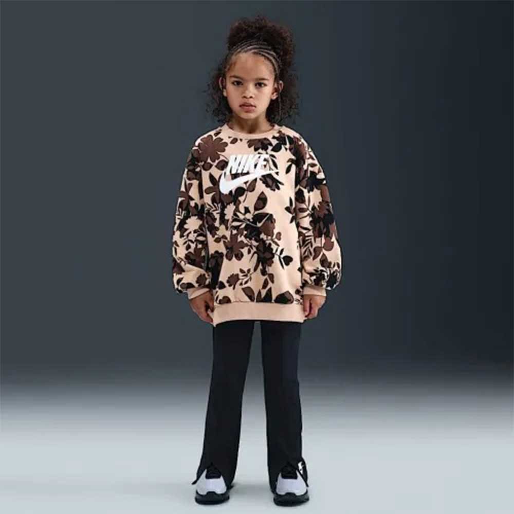 ДЕТСКИ СПОРТЕН ЕКИП ЗА МОМИЧЕ NIKE 36N138-023 FLORAL CAMO CREW LEGGING SET КАФЯВ/ЧЕРЕН - lotus-sport.bg